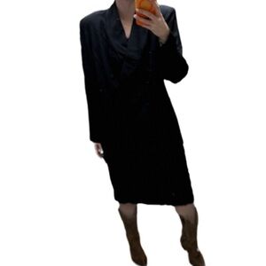 New Vintage J Taylor Black Double-Breasted Blazer Skirt Suit Set plus size 18W
